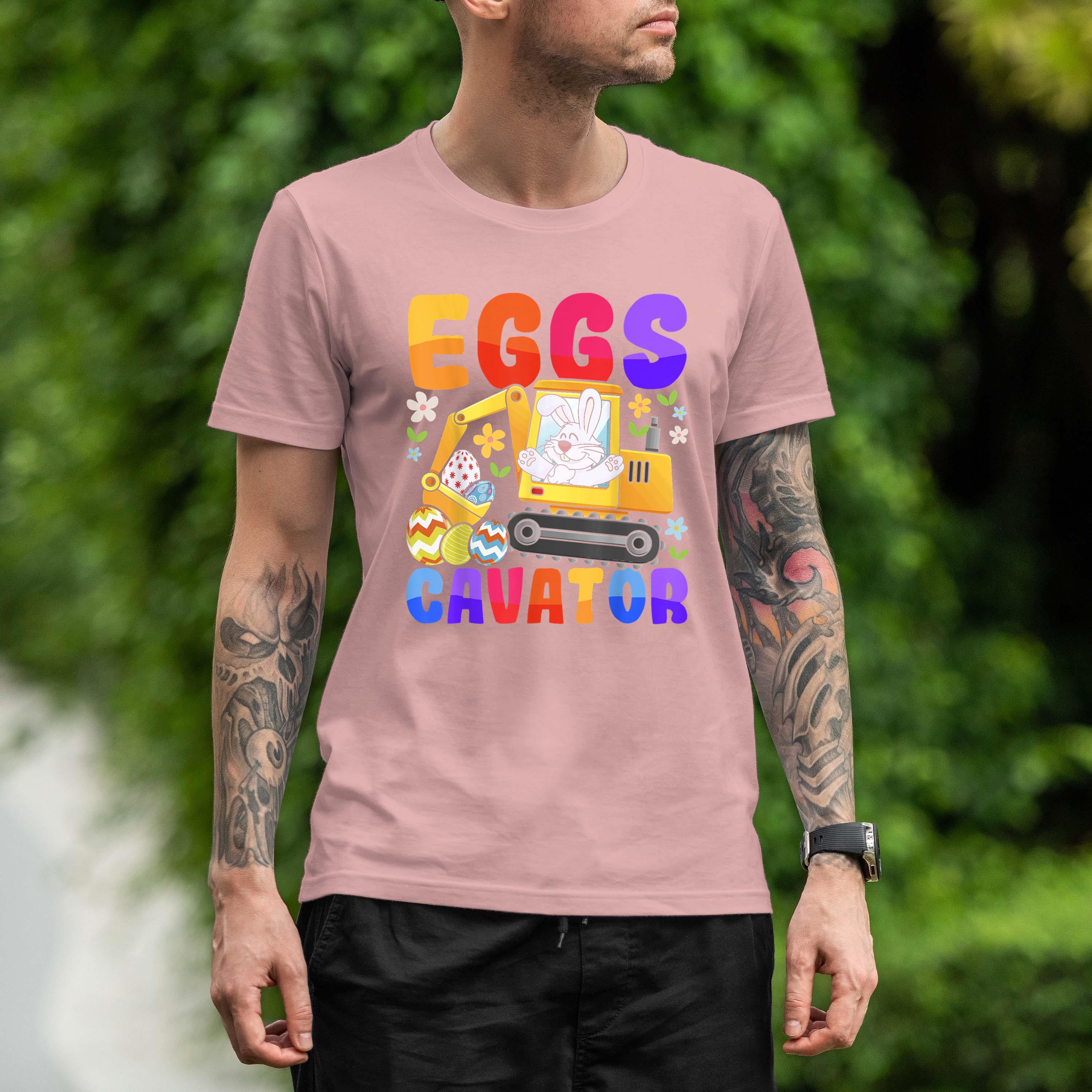 Easter Kids Boys Funny Excavator Happy Easter Eggscavator Shirt 